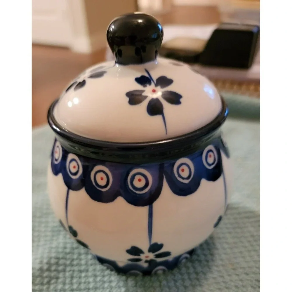 Blue Jar with Lid Ceramic Made in Portugal